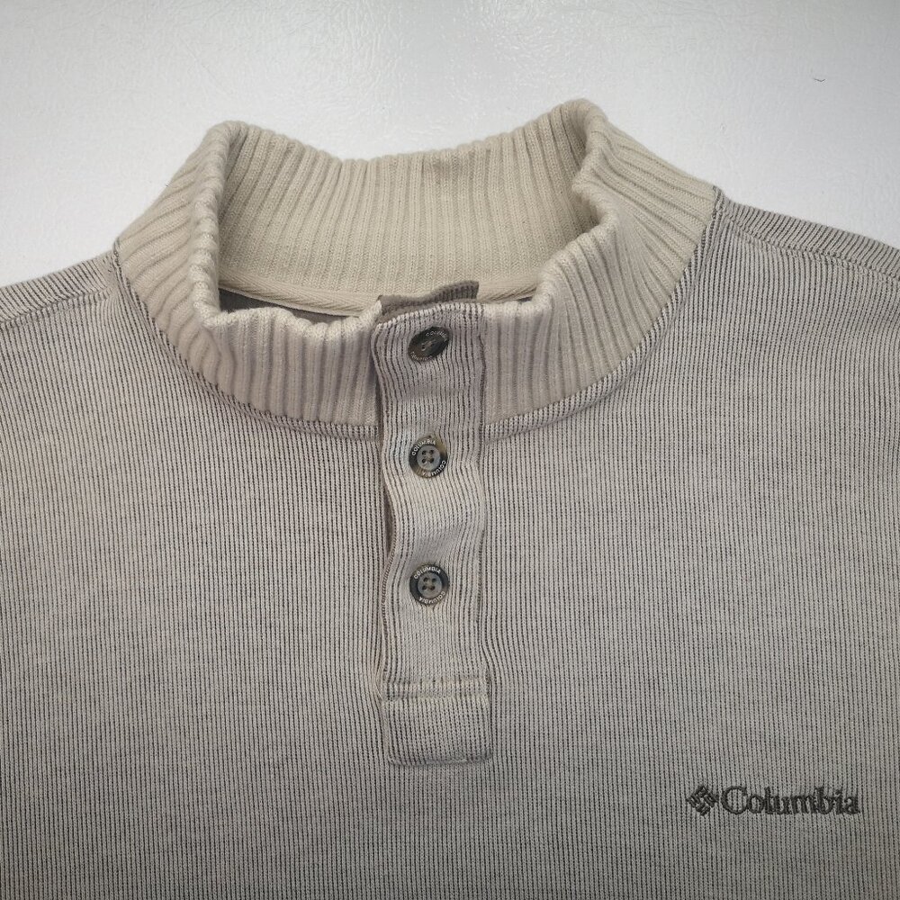Columbia Men's Size XL Beige & Tan 3 Button Closure Mock Neck Sweater - Picture 9 of 12